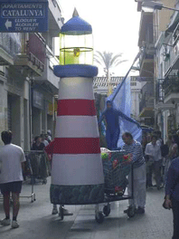 Cart with inflatable lighthouse