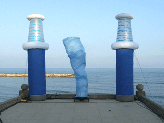Marine-themed inflatable columns