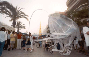 Group of inflatable jellyfish