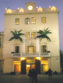 Decorative inflatable plants on a facade